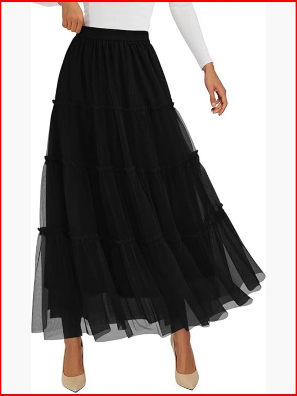 Elegant Black Maxi Tiered Skirt - Women's Long Flowing Skirt